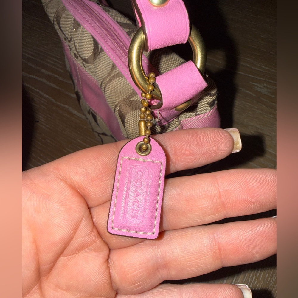 Coach Pink And Tan Signature Demi Bag - Picture 5 of 8